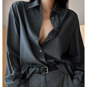 The Frankie Shop GELSO SHIRT - DARK GREY MELANGE